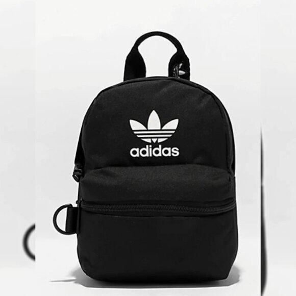 ADIDAS ORIGINALS TREFOIL 2.0 MINI BACKPACK WOMEN'S WITH ZiP POCKET BLACK - Picture 1 of 7